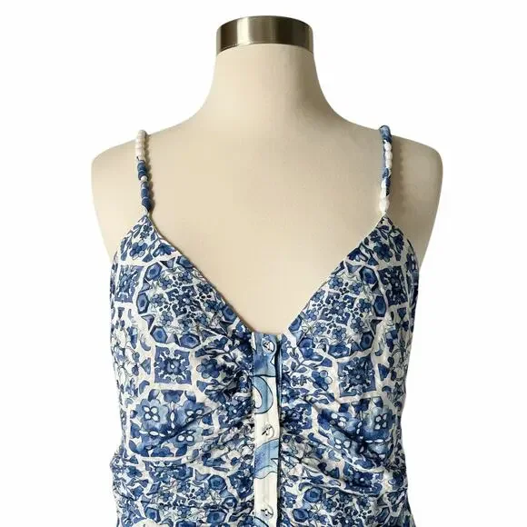 Ramy Brook Positano Addie Mini Dress Blue White Size 4 Resort Summer Print - Picture 3 of 7